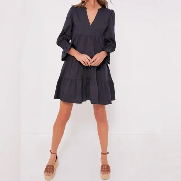 Tuckernuck POMANDER PLACE Navy Cotton Poplin Kenzo Dress Size Large - Picture 3 of 8